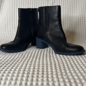 Camper Black Ankle Boots With Blue Non Slip Soles 38